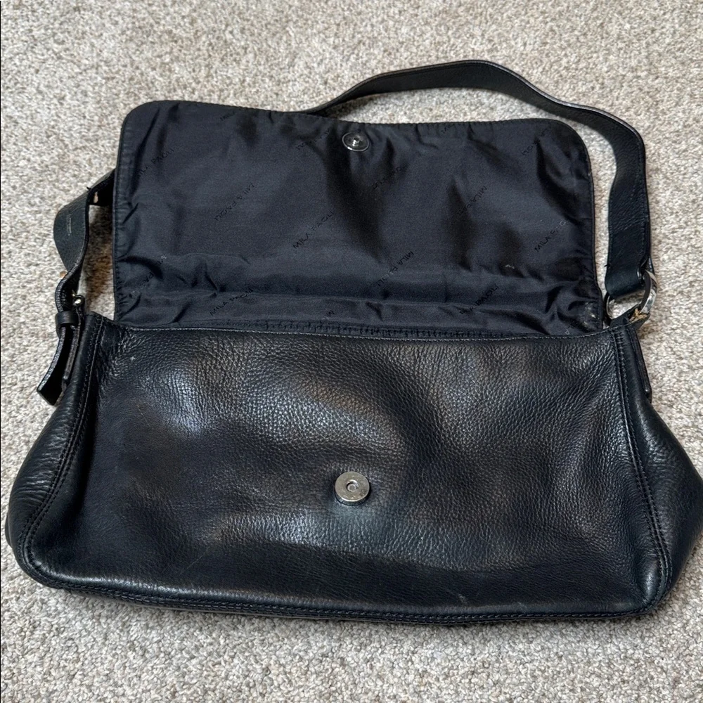 MILA PAOLI Classic Black Fine Leather Shoulder Bag Made In Italy - Picture 3 of 13